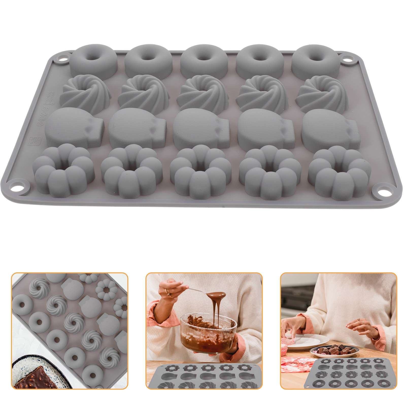 Donut Mold Silicone - Moule en silicone pour mini-beignets, résistant